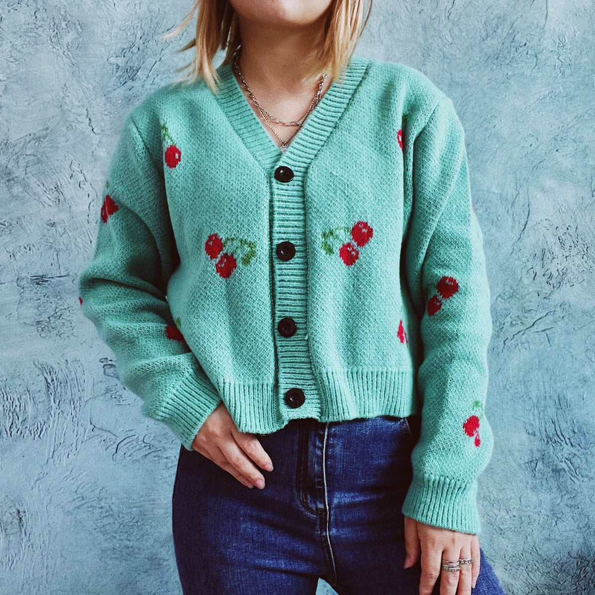 Damen Strickjacke Crop-Style Fruchtig Norvielle