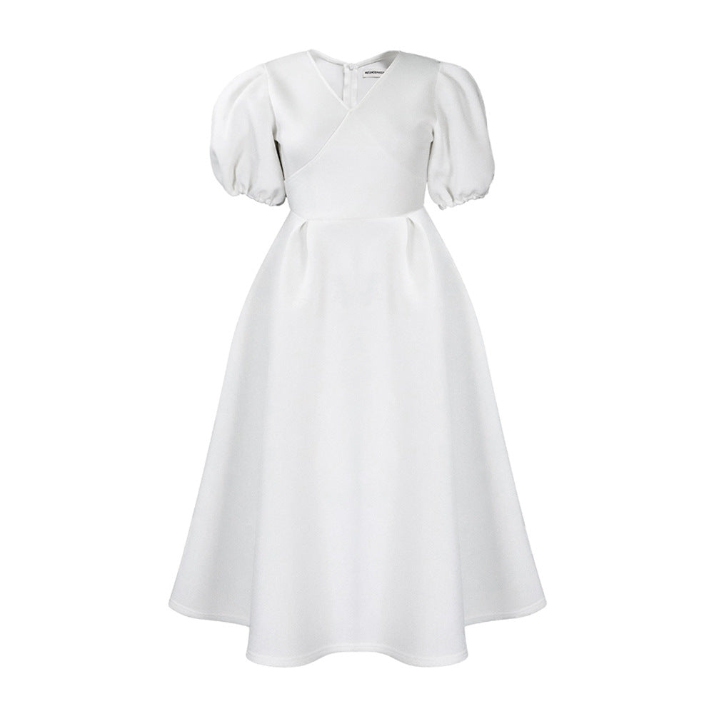 Damen Maxikleid Puffärmel Elegante Taillierung Norvielle