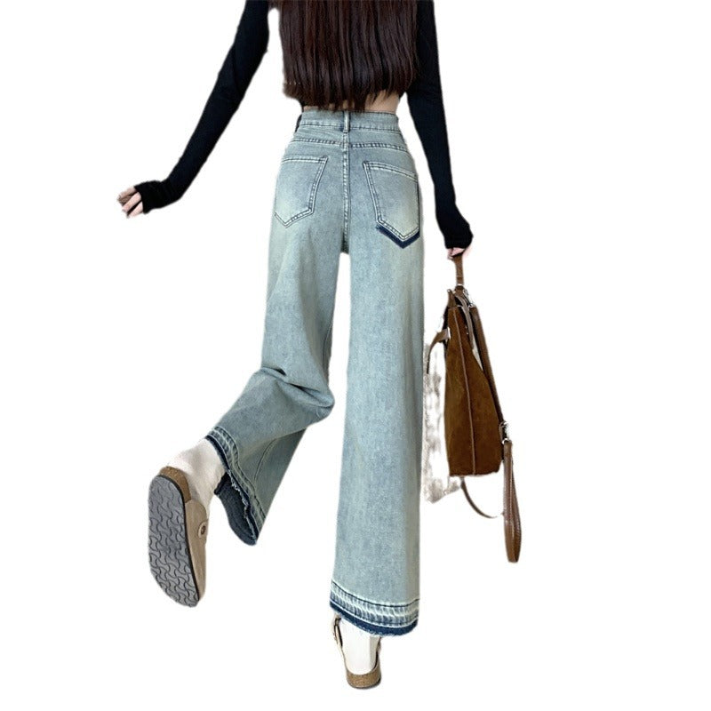Damen Weite Denim-Hosen Hochbund Norvielle