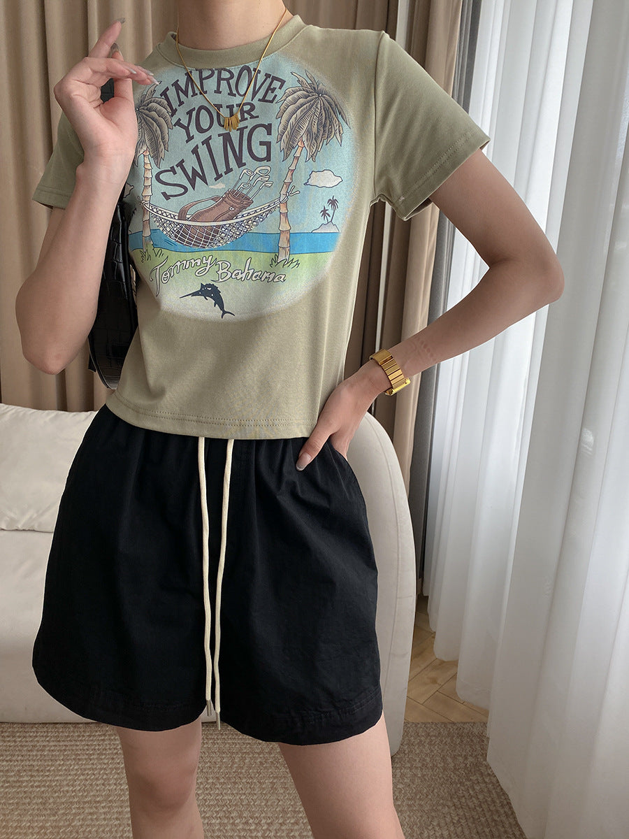 Damen T-Shirt und Shorts Set mit Grafiken Norvielle