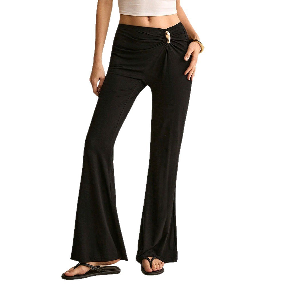 Damen Flare-Hosen mit Raffungselement