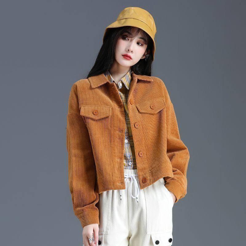 Damen Kordjacke Modern Details Beige