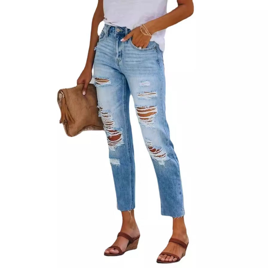 Damen Boyfriend Jeans Destroyed Style