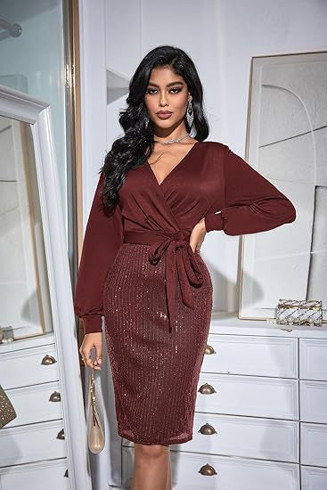 Damen Wickelkleid Glitzerrock Norvielle
