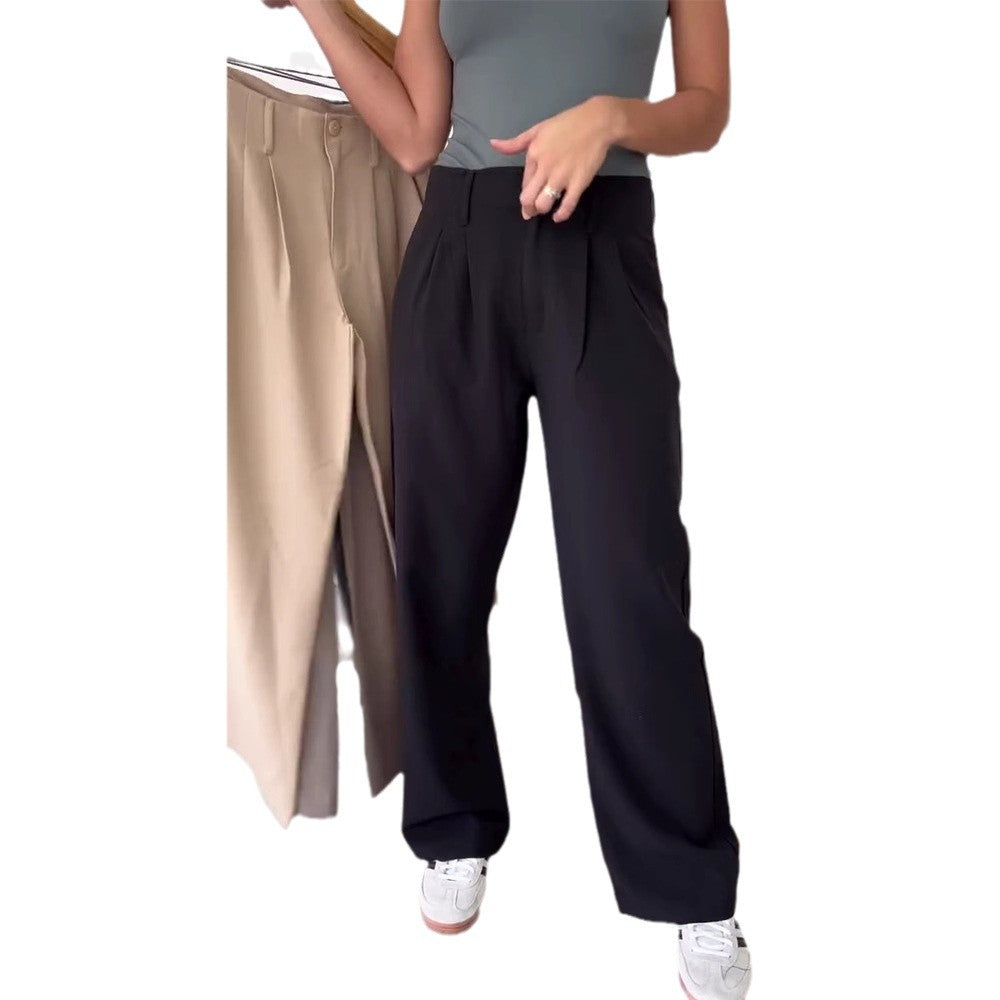 Damen High-Waist-Hosen mit Falten Dekorativ Norvielle