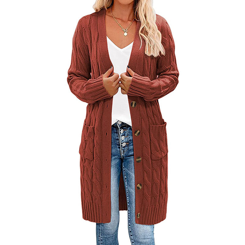 Damen Grobstrick-Cardigan mit Taschen und Knöpfen Norvielle