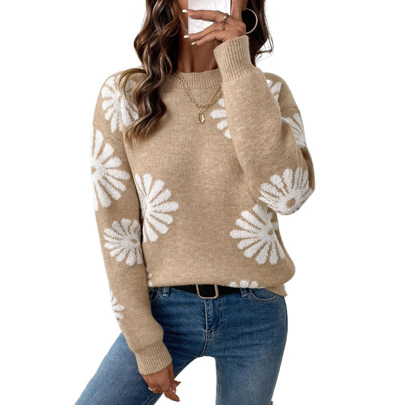 Damen Strickpullover Florales Muster Norvielle