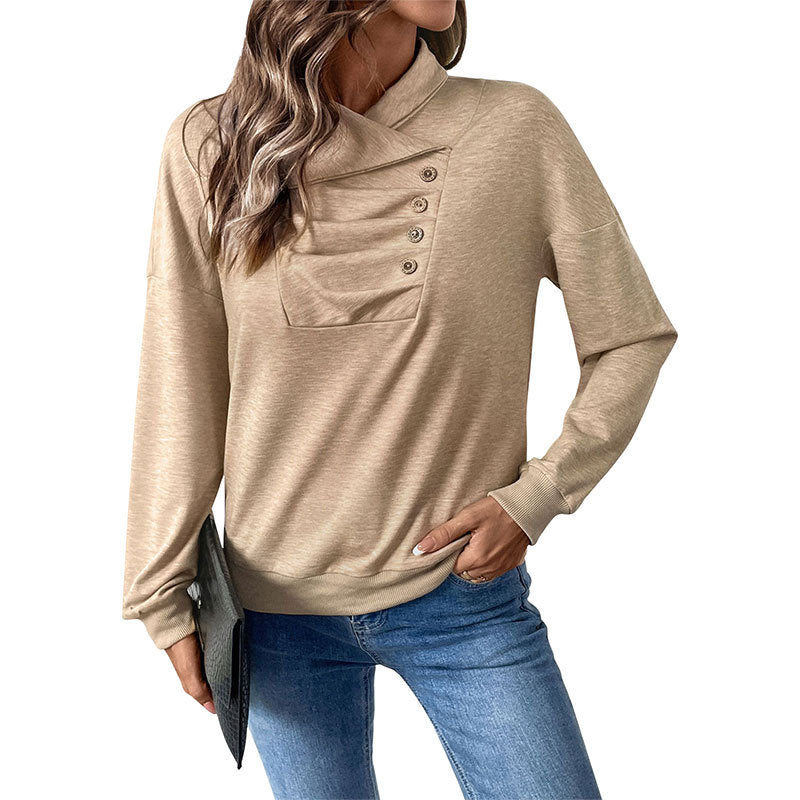 Damen Strickpullover Lässig Mit Kragen Und Knöpfen Norvielle