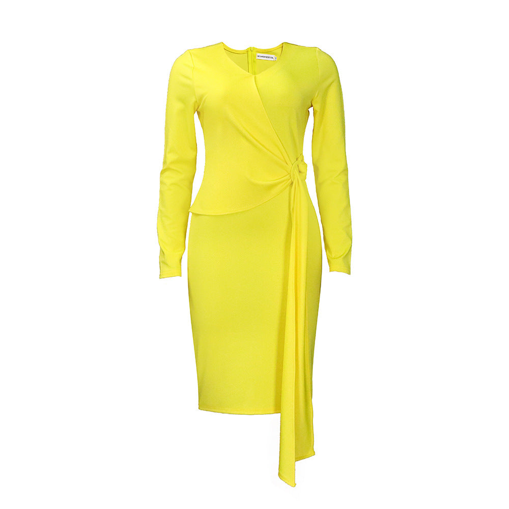 Damen Wickelkleid Elegante Drapierung Taillengürtel Norvielle