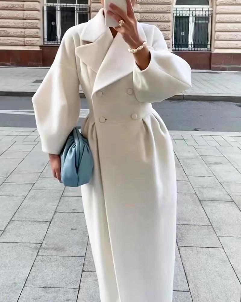 Damen Wollmantel Doppelreihig Reverskragen Eleganter