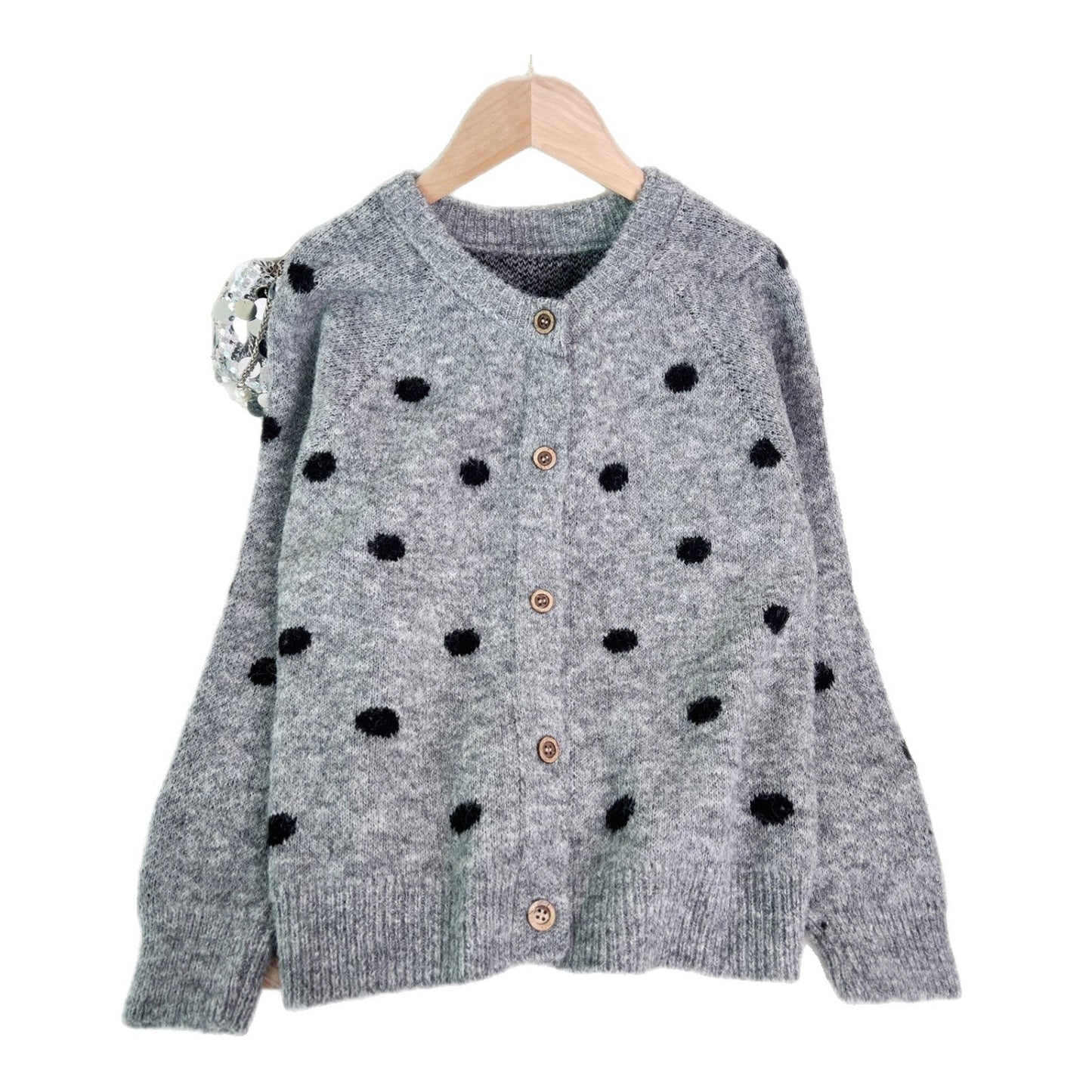 Damen Strickjacke Kuschelig Punkte Norvielle
