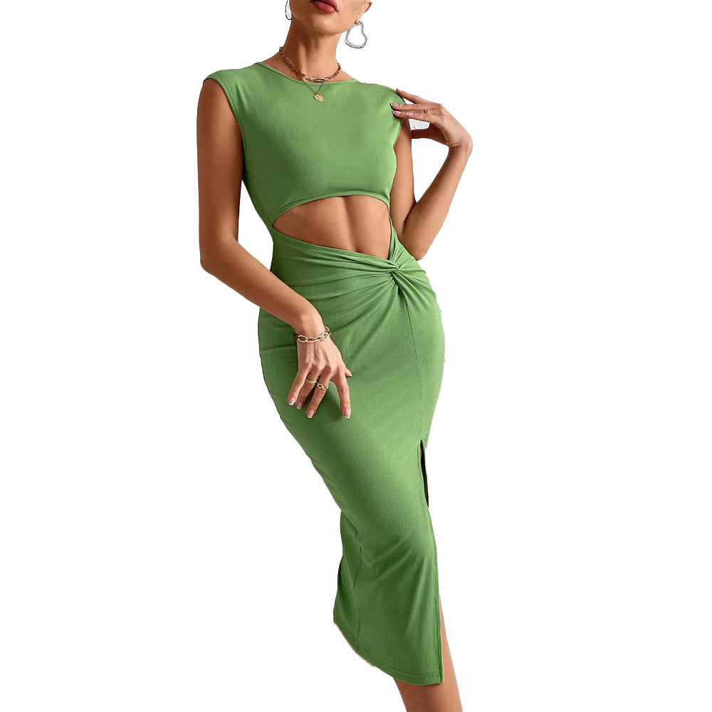 Damen Midi-Kleid Raffiniertes Cut-Out Wickeldetail Elegant