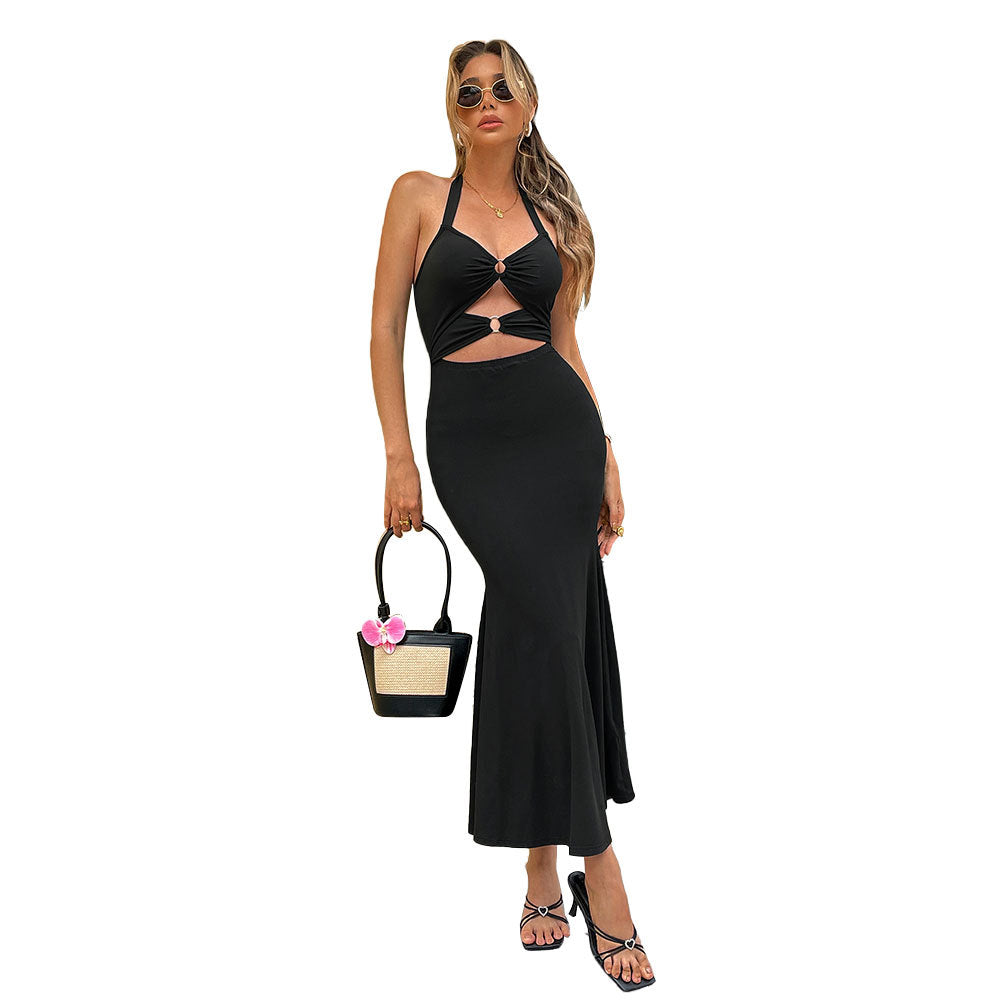 Damen Maxikleid Cut-Out-Design Schlitz Elegant