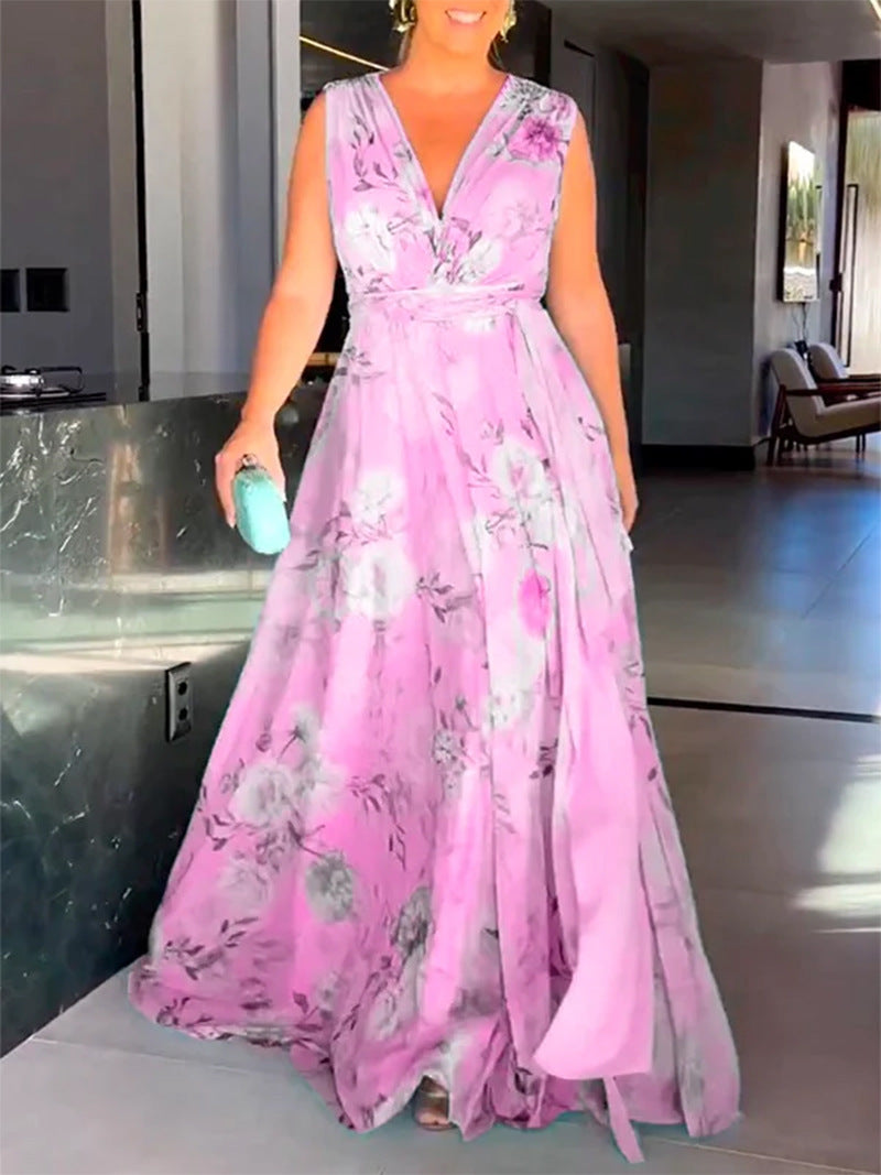 Damen Maxikleid Fließend Rüschen Elegant