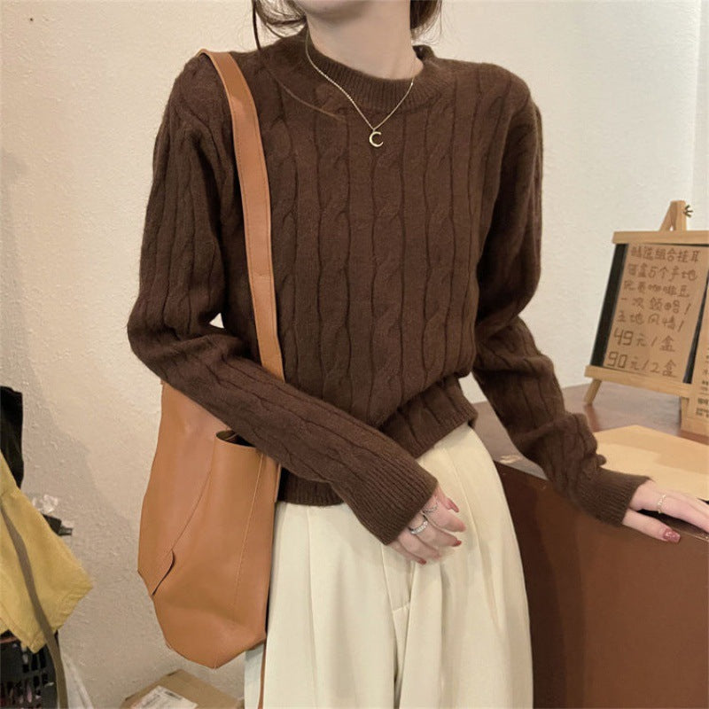 Damen Grobstrickpullover Strukturiertes Zopfmuster Lässiger Schnitt