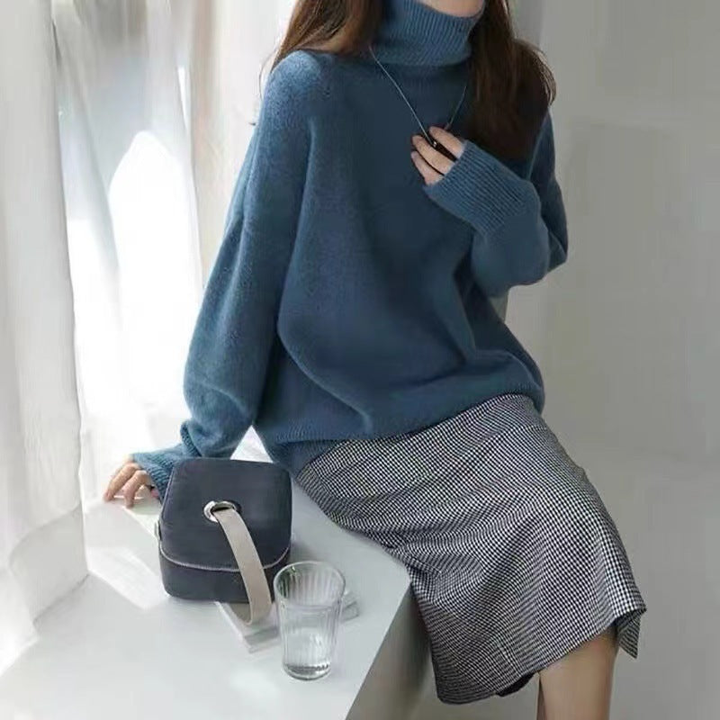 Damen Oversized Rollkragenpullover Weiches Strick Norvielle