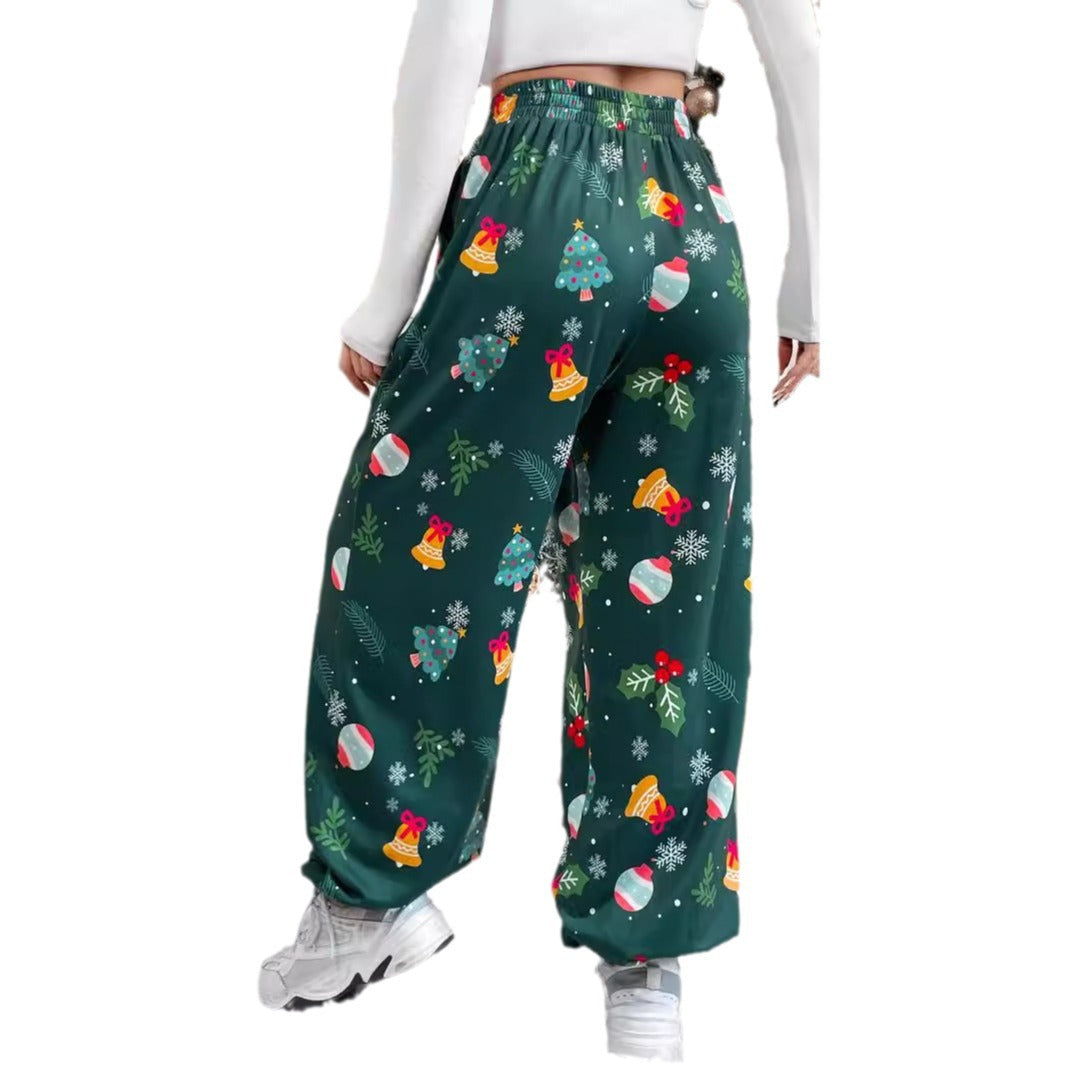 Damen Pyjamahose Festlich Muster Baumwolle Weiß