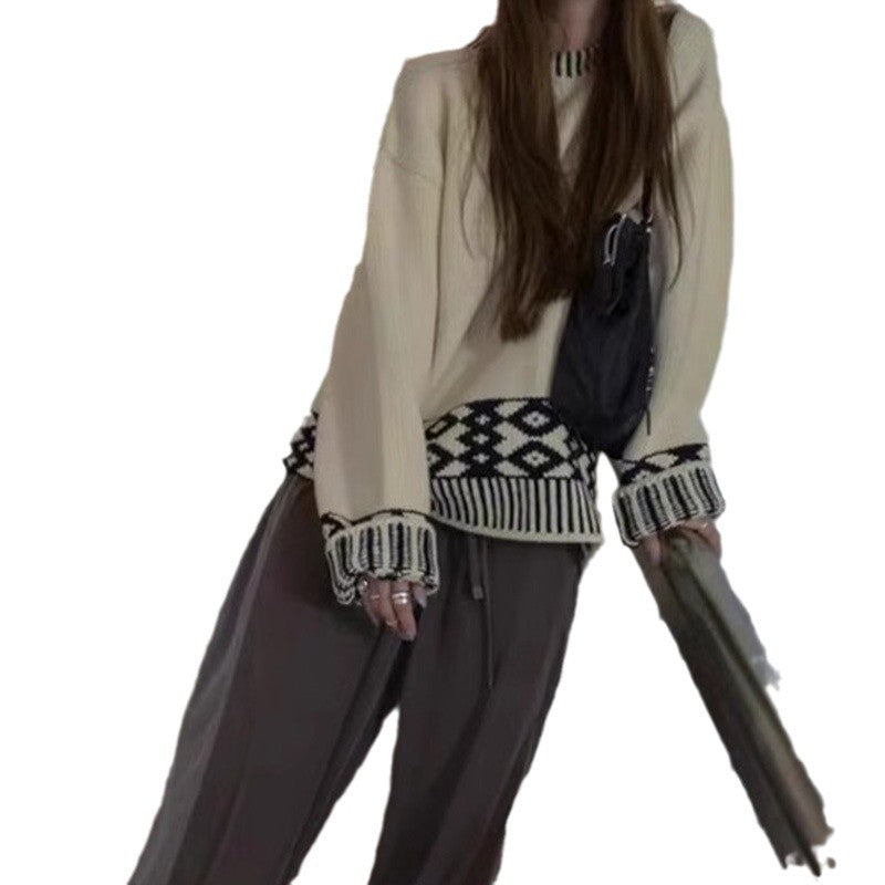 Damen Oversize-Pullover Gestrickt Auffälliges Muster Norvielle