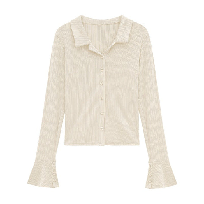 Damen Langarmshirt mit Volantärmel Norvielle