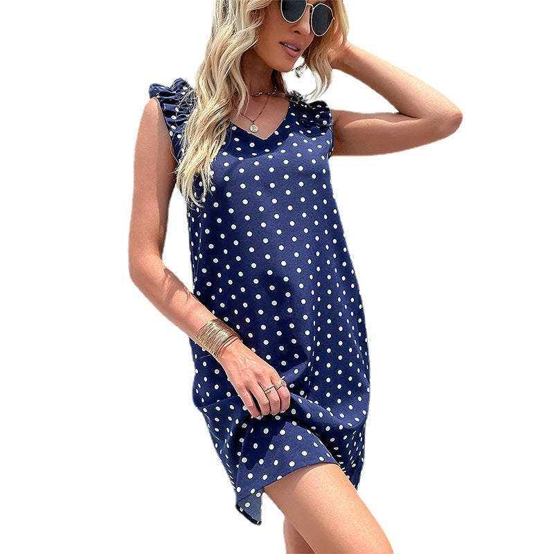 Damen Sommerkleid Rüschendetails Punktemuster Norvielle