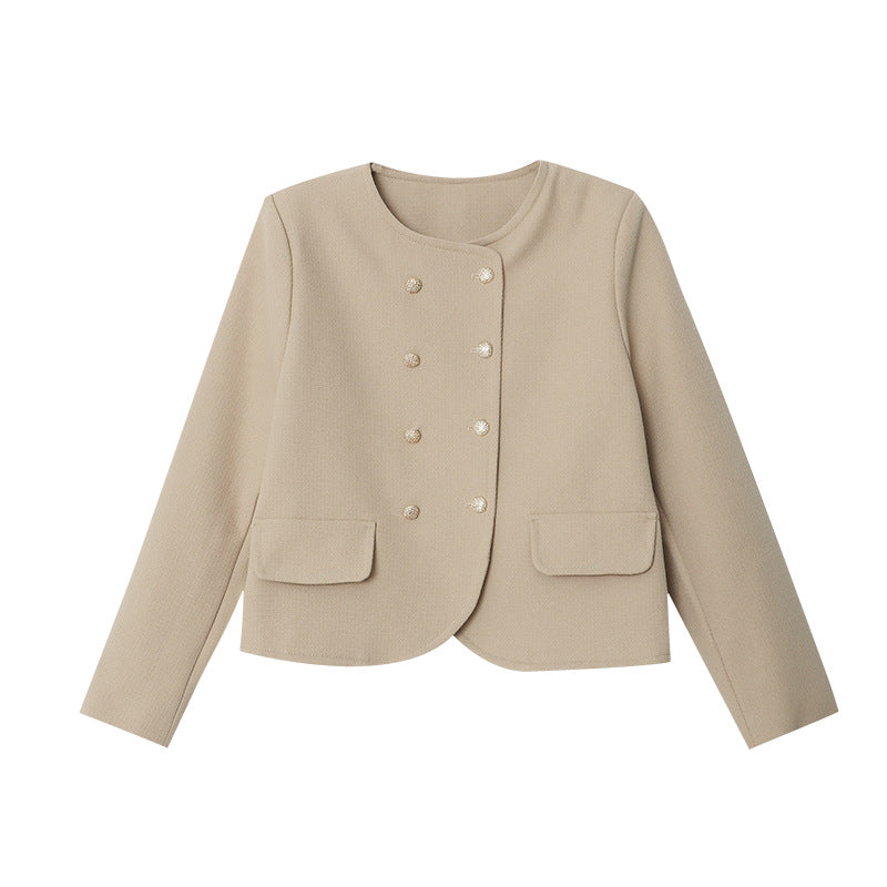 Damen Bouclé-Jacke Doppelreißverschluss Norvielle Beige