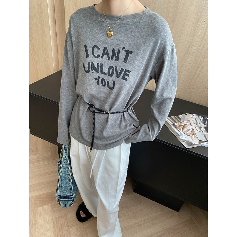 Damen Langarmshirt Lässiger Schnitt Mit Schriftzug Norvielle