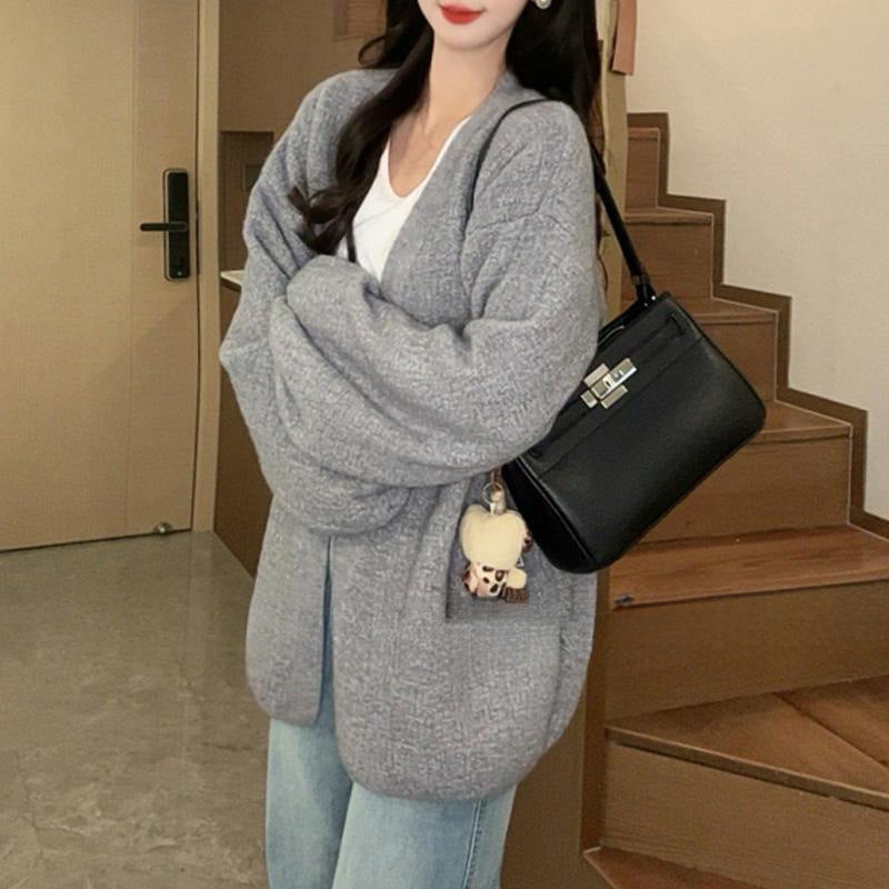Damen Strickcardigan Groß Lässiger Schnitt Norvielle