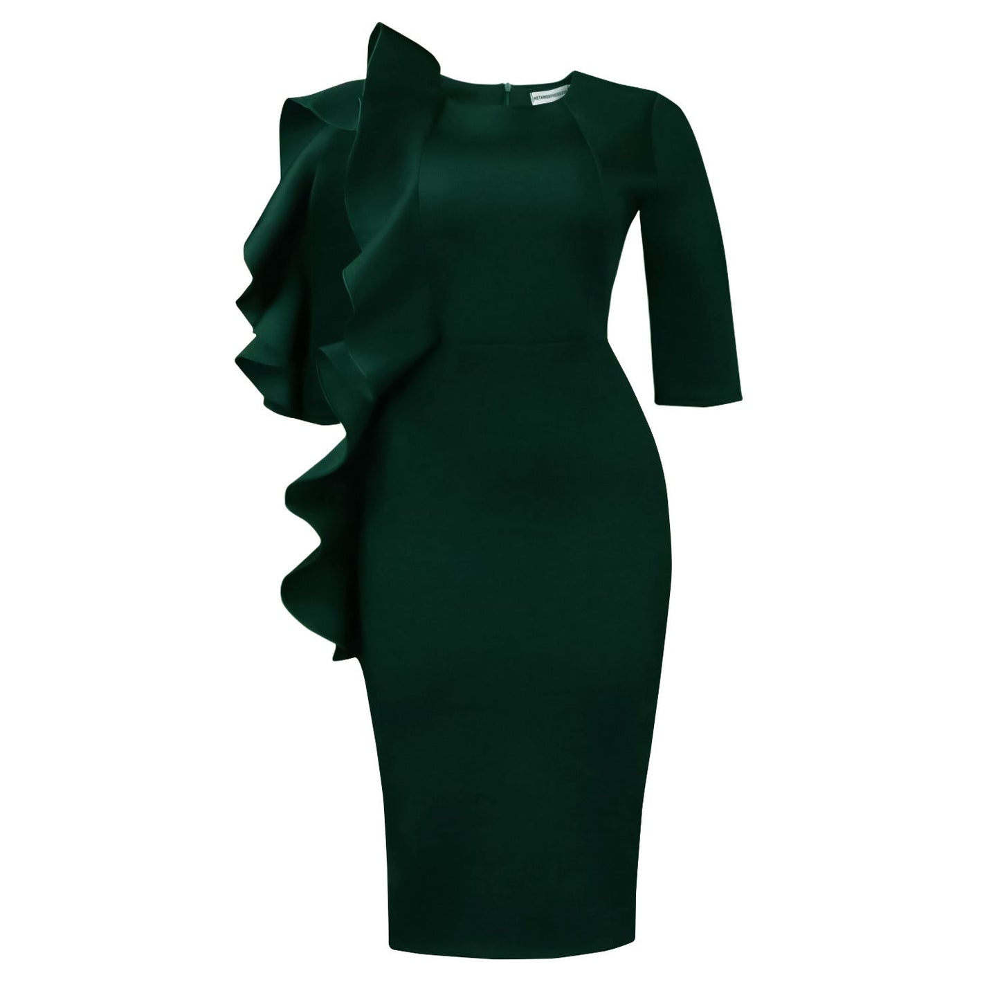 Damen Kleid Asymmetrisches Rüschendesign Figurbetont Norvielle
