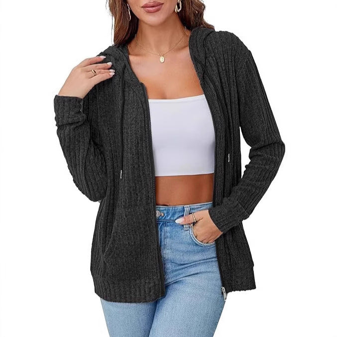 Damen Strickhoodie Reißverschluss Norvielle