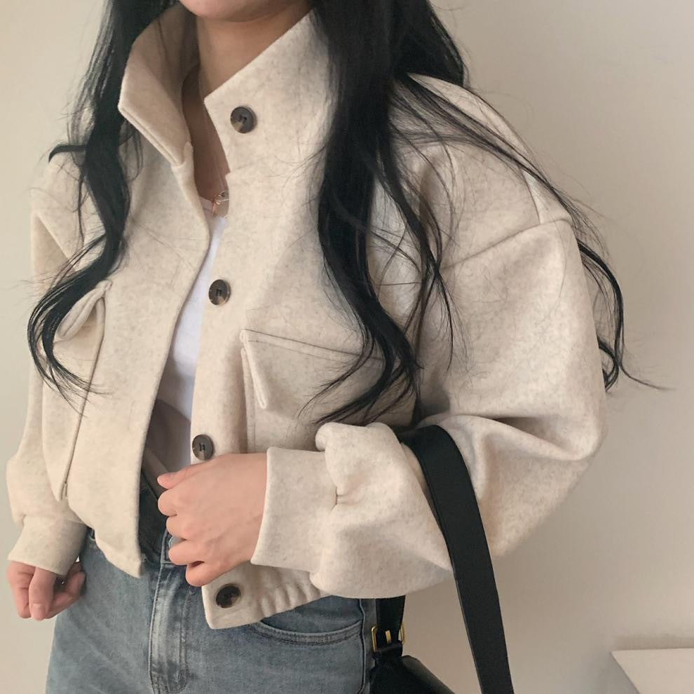 Damen Wollmix Jacke Oversized Lässig