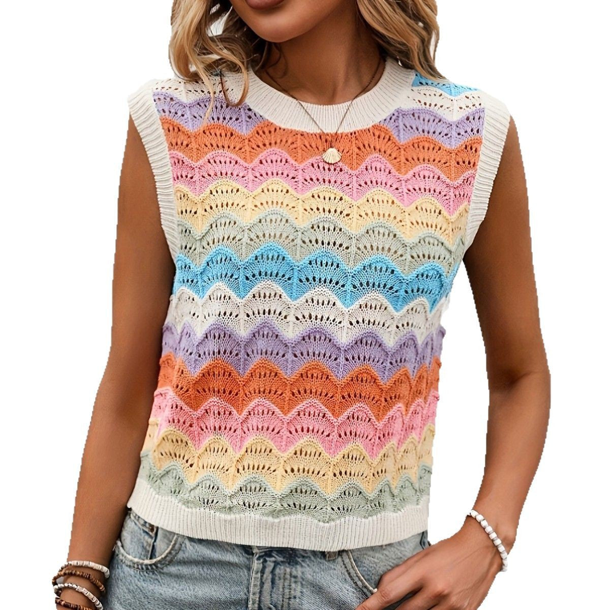 Damen Wellenmuster Strickoberteil Norvielle