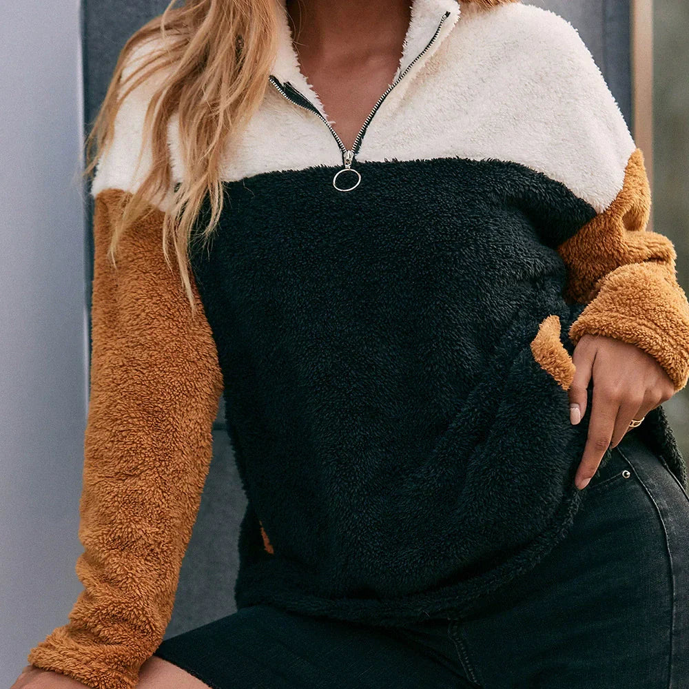 Norvielle Damen Sweatshirt Oversized Fleece Grau