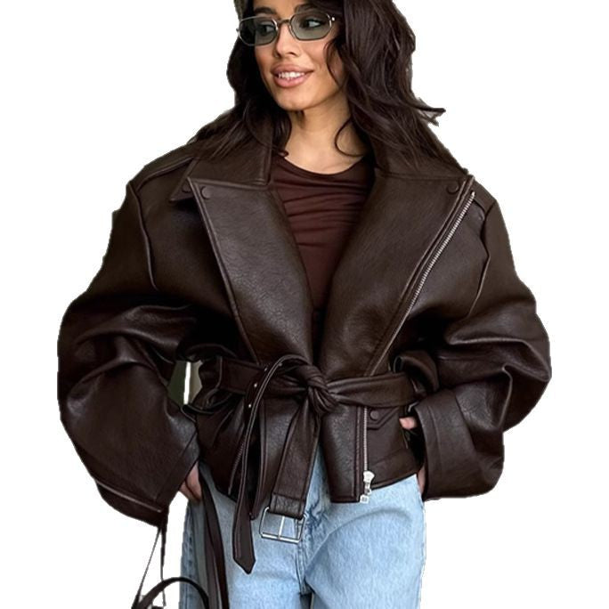 Damen Bikerjacke Leder Modisch