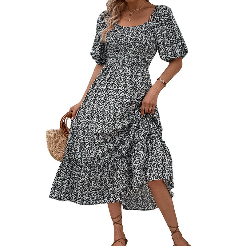 Damen Maxikleid Skulpturaler Rückenausschnitt Voluminöse Ärmel