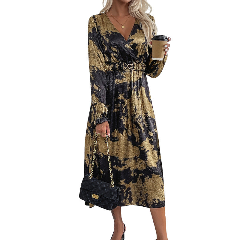 Damen Wickelkleid mit Muster und taillierbarem Gürtel Norvielle