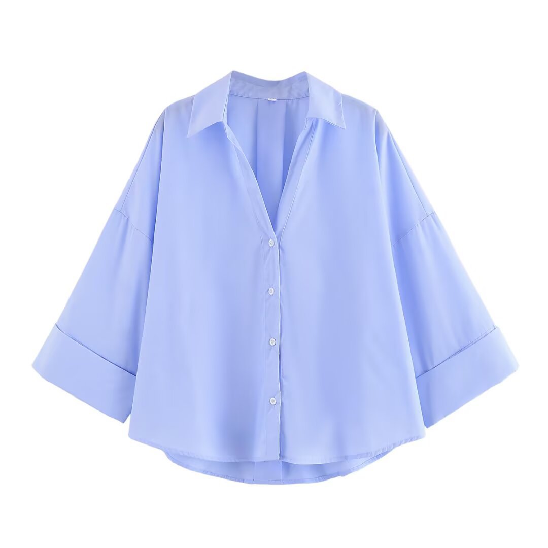 Damen Bluse Weit Schnitt Elegante Ärmel Norvielle