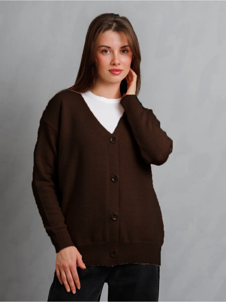 Damen Strickjacke Kuschelig Knöpfe Beige Norvielle