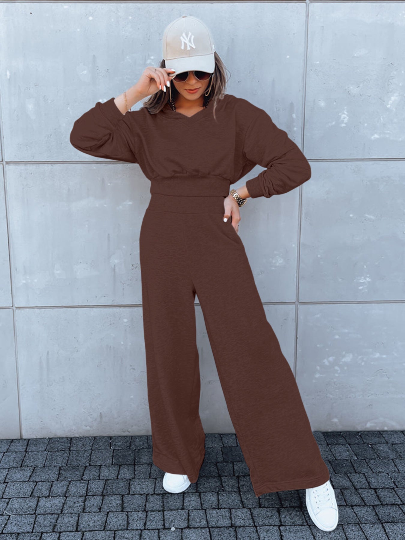 Damen Jumpsuit Weites Bein Kapuze Norvielle