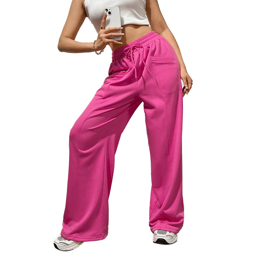 Damen Sporthose Weit Elastischer Bund Bequeme Seitentaschen