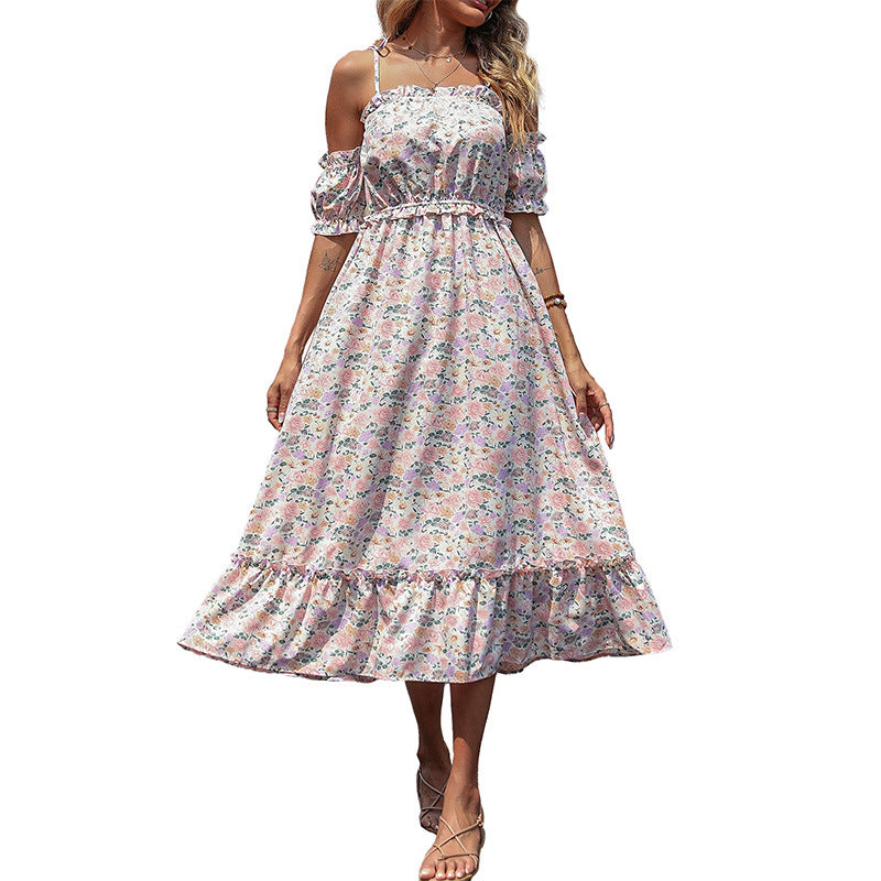 Damen Sommerkleid mit Rüschenärmeln Florales Design Norvielle