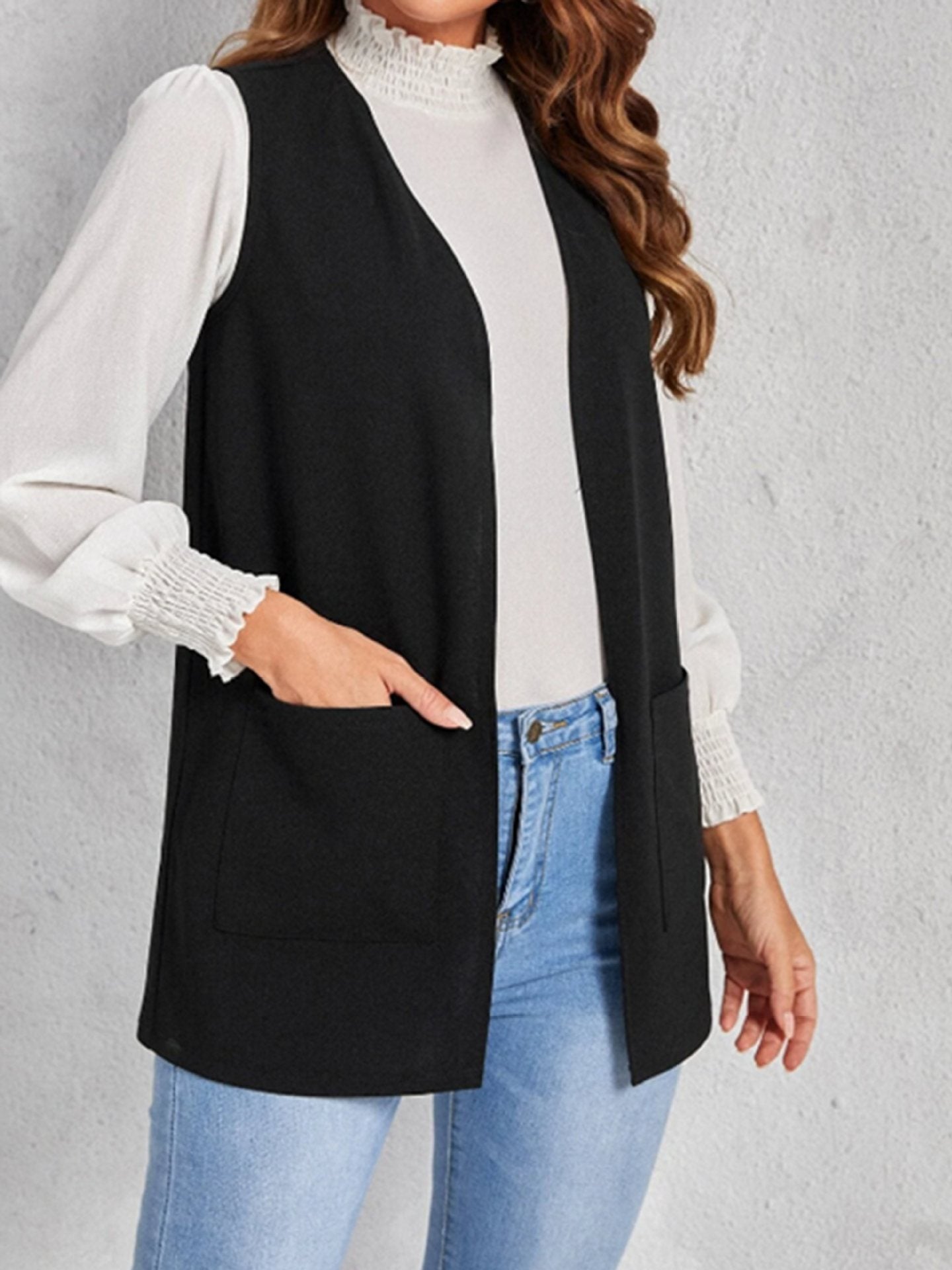 Damen Longline Wendeweste mit Taschen