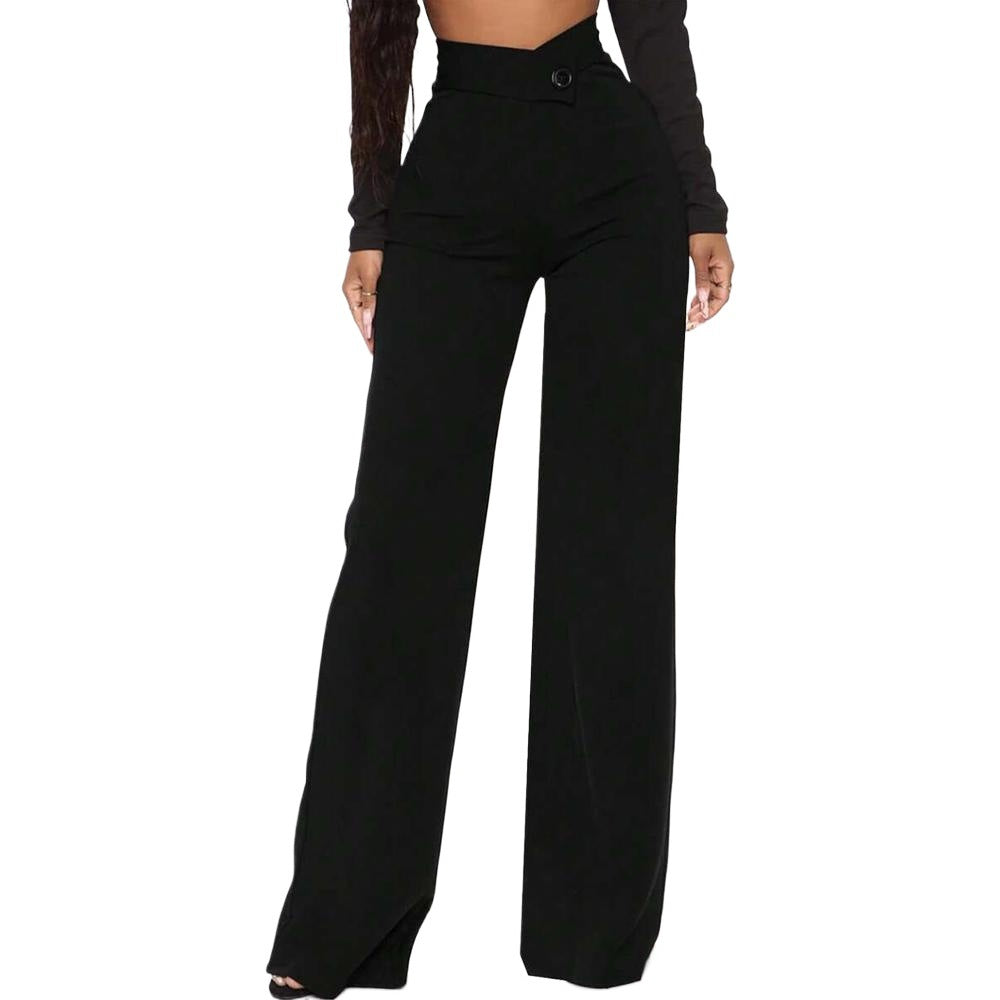 Damen High-Waist Hose Weite Passform Elegant Gürtel