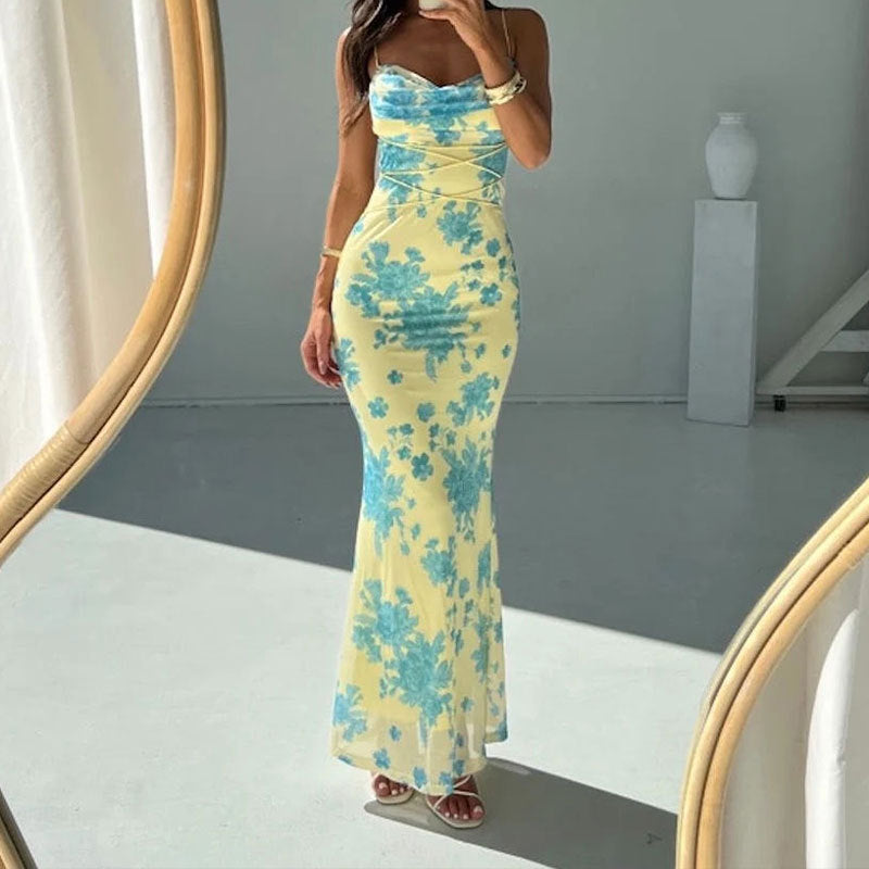 Damen Maxikleid mit Drapierung Floral Norvielle