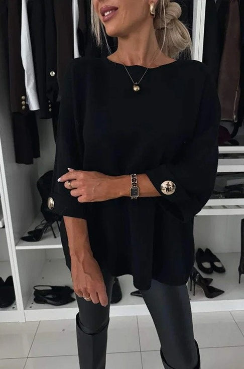 Damen Strickpullover Weit Ärmel Norvielle