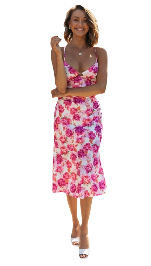 Damen Maxikleid Floraler Druck Mit Trägern Norvielle