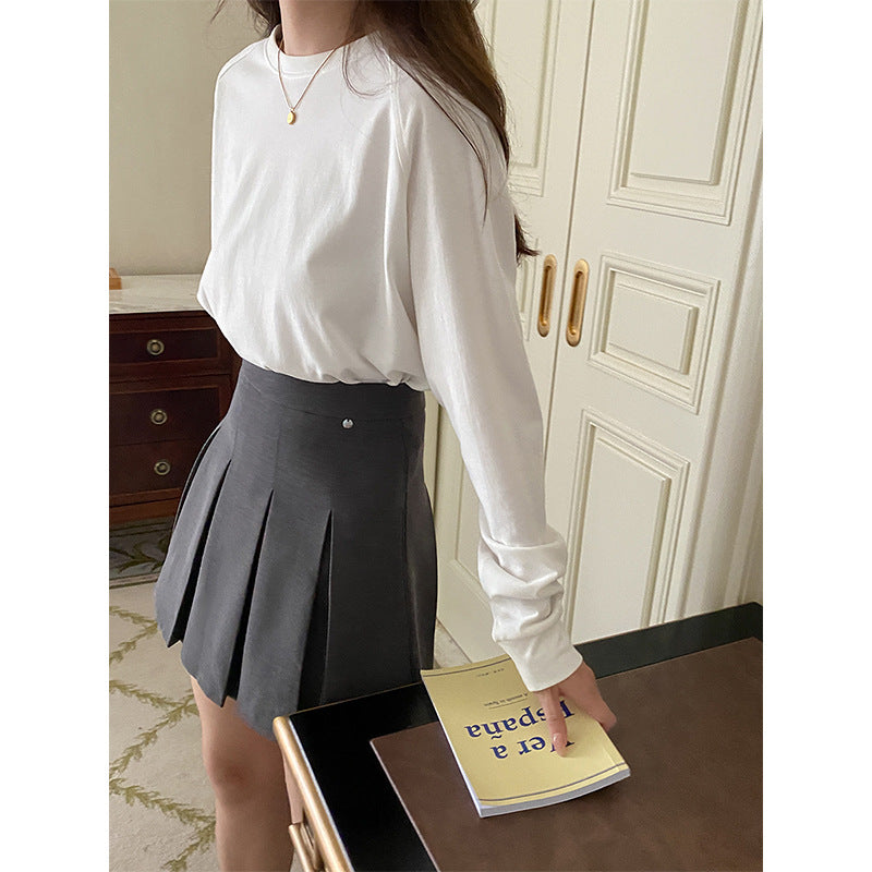 Damen Langarmshirt Baumwollmix Hochwertig Beige