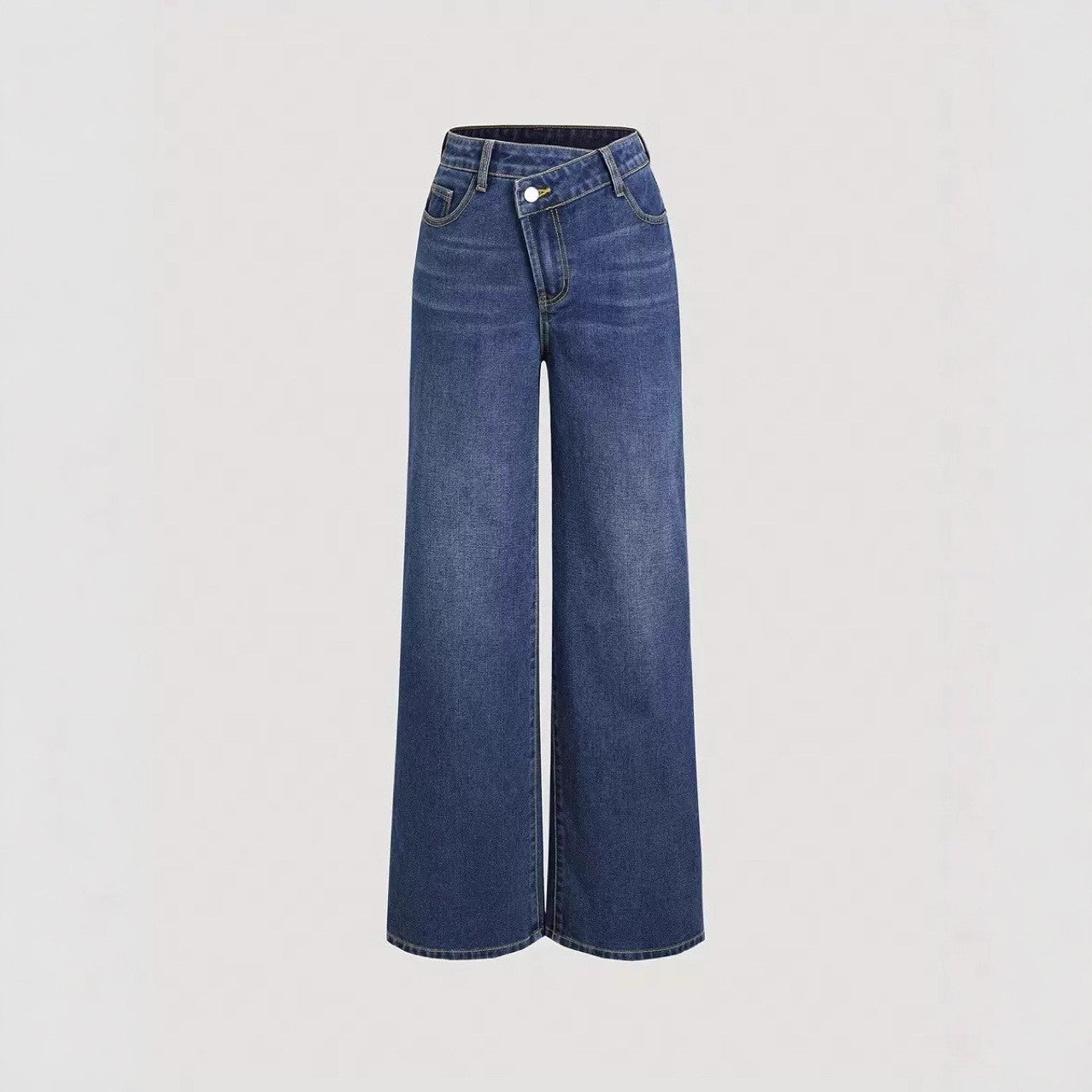 Damen Weite Denim-Hose Hochbund Klassisch