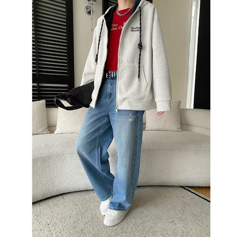Damen Kapuzenpullover mit Reißverschluss und Taschen Norvielle