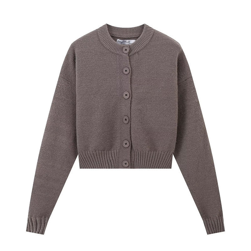 Damen Strickcardigan Kurz Knopfverschluss Norvielle