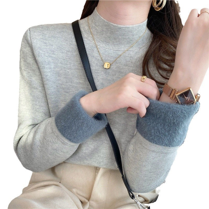 Damen Kurzarm Pullover Rollkragen Lässig Norvielle
